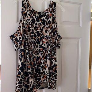 cold shoulder cheetah shirt